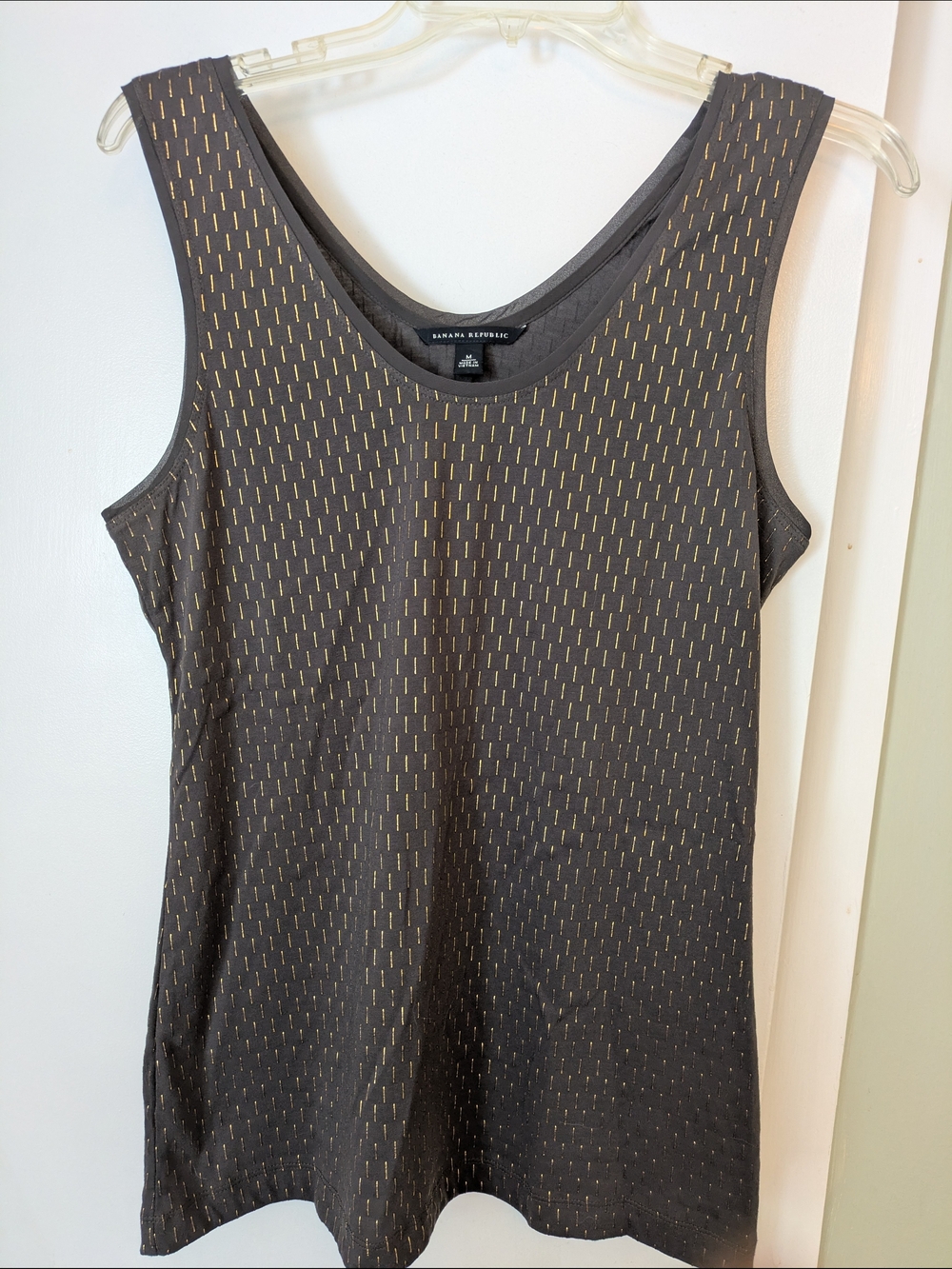 Banana Republic Black Tank with Gold Pinstripe Dots